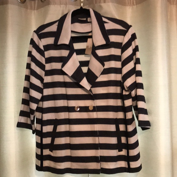 Chico's Jackets & Blazers - Chico’s  Zenergy Blue and White Stripe Blazer